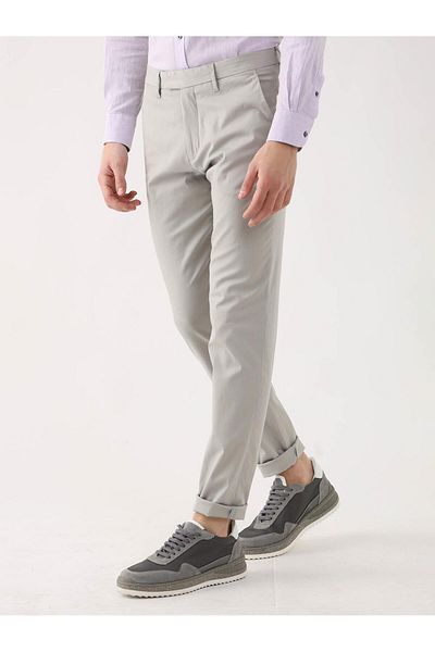 Dufy Pantaloni drepți gri Regular Fit pentru bărbați - 96630
