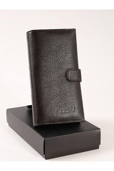 Dufy Ανδρικό δερμάτινο πορτοφόλι Portfolio καφέ - 104256