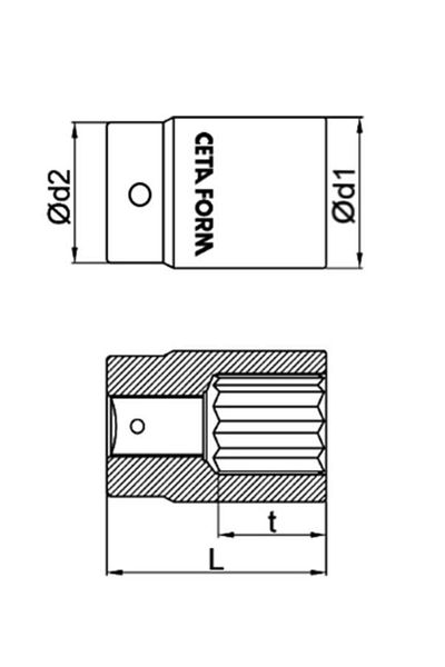 Ceta 3/4" 12 Corner (STAR) Socket Wrench - 22 Mm