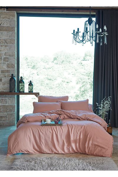 Dantela Σετ Παπλωματοθήκη Shine Cotton Double Muslin - Πούδρα
