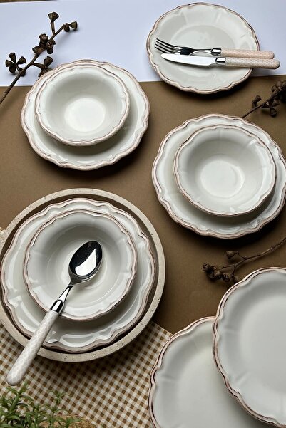 tabakevi TABAK EVİ Stoneware Antik Yemek Takımı 6 Kişilik 24 Parça