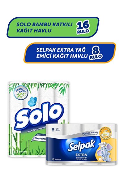 Solo Bambu Katkılı Kağıt Havlu 16 Rulo & Selpak Extra Yağ Emici Kağıt Havlu 8...