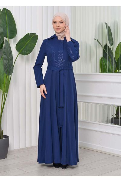 Modamix Hooded Waist Laced Hijab Overcoat 1203