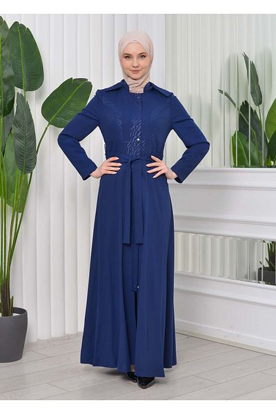 Modamix Hooded Waist Laced Hijab Overcoat 1203