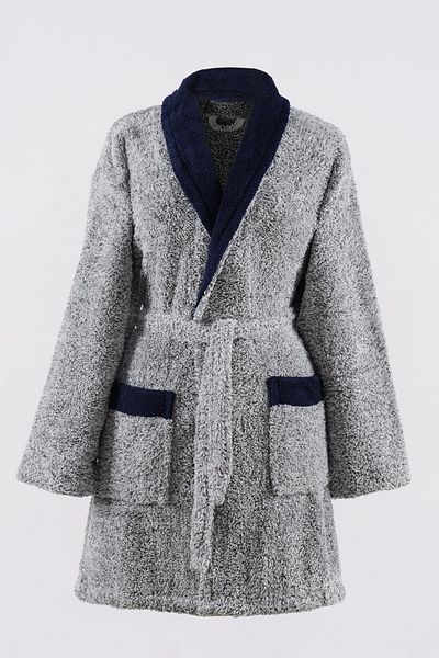 MaisonArt Unisex Navy Şalyaka Λούτρινο Μπουρνούζι - Wellsoft Μπουρνούζι