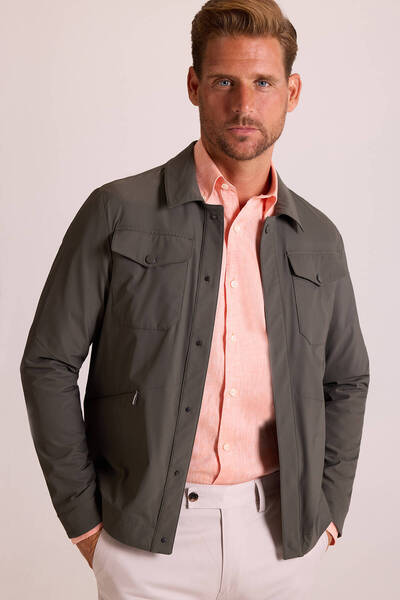 Ysf Erkek Haki Yeşil Klasik Yaka Yazlık Mont