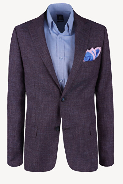 Ysf Erkek Mürdüm Desenli Spor Keten Ceket