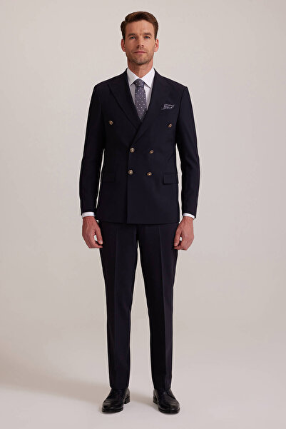 Ysf Erkek Lacivert Çift Yırtmaç Kruvaze Takım Elbise