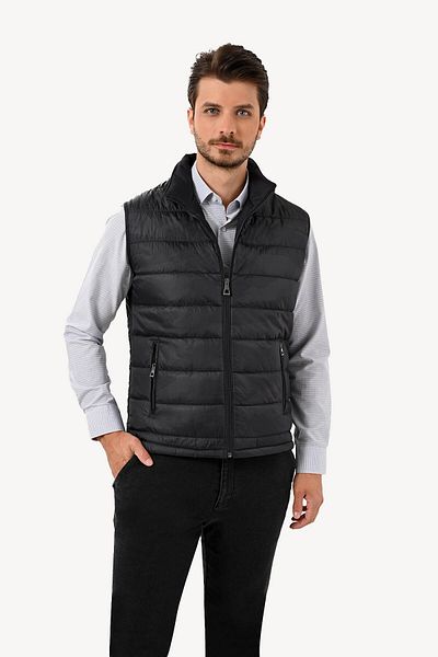 Ysf Men's Black Regular Fit Patterned Vest