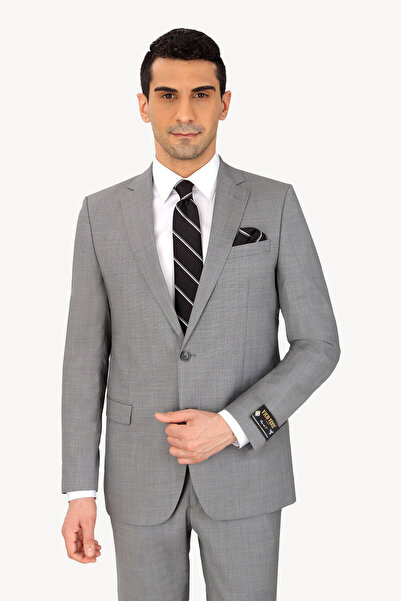 Ysf Erkek Füme Regular Fit Desenli Takım Elbise
