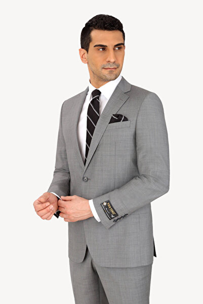 Ysf Erkek Füme Regular Fit Desenli Takım Elbise