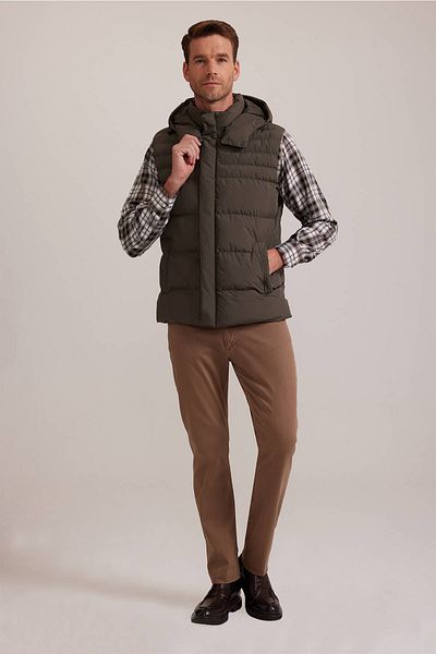 Ysf Men's Khaki Green Regular Fit Vest