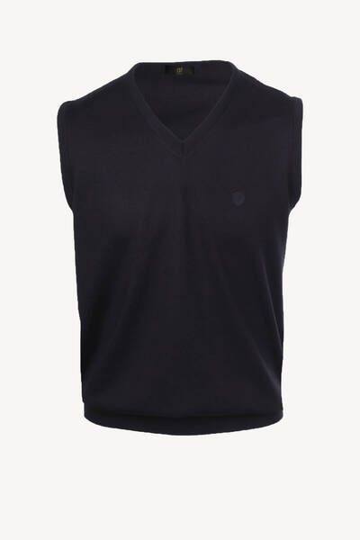 Ysf Erkek Lacivert Klasik V Yaka Triko Süveter