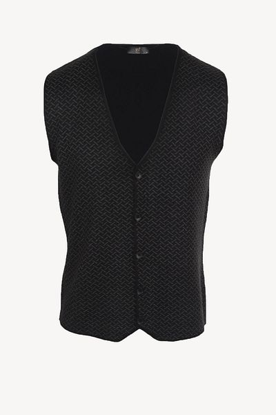 Ysf Men's Black Patterned Classic Knitwear Vest