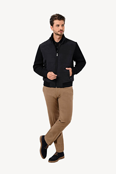 Ysf Erkek Lacivert Klasik Desenli Triko Kol Spor Mont