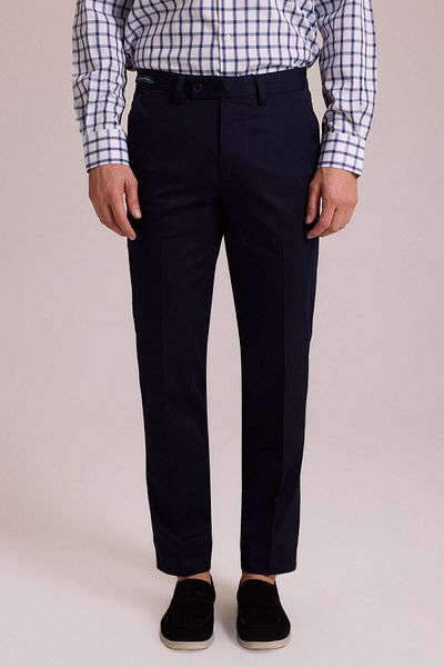 Ysf Men's Navy Blue Side Pocket Canvas Patterned Trousers