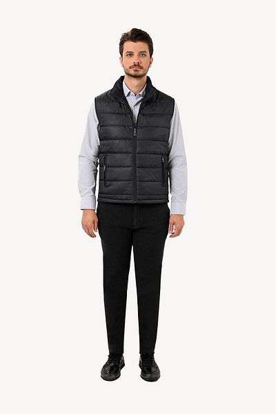 Ysf Men's Black Regular Fit Patterned Vest