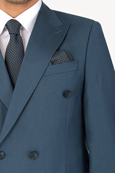 Ysf Erkek Petrol Kruvaze Regular Fit Takım Elbise