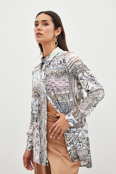 Sateen Cămașă clasică cu model CAMEL