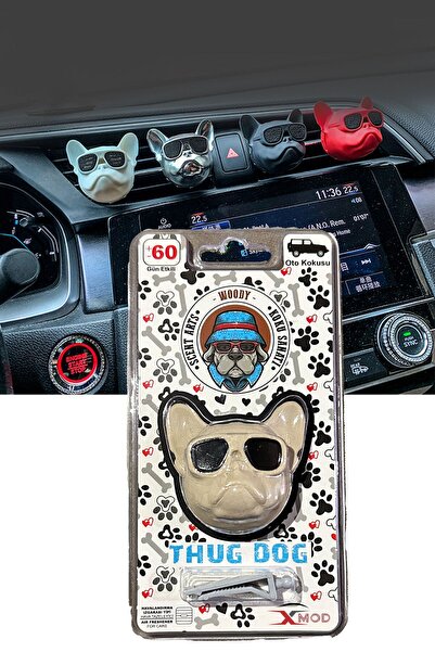 XMOD معطر سيارة رمادي اللون على شكل كلب بولدوغ مع نظارات، يُثبت على شكل شواية