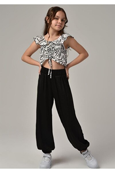 Çikoby Girl's Off-the-Shoulder Front Gathered Crop Shirt