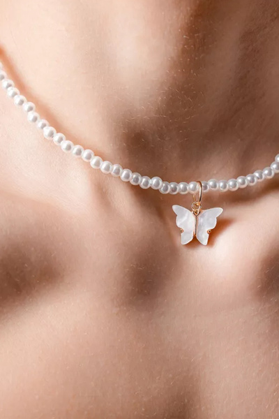 New Obsessions Kelebek Uçlu Cam Inci Kolye