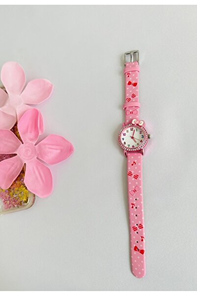 Spectrum Kız Çocuk Saat Pembe Taşlı Kasa Müzik Notalı Pembe Deri Kordonlu Kız...