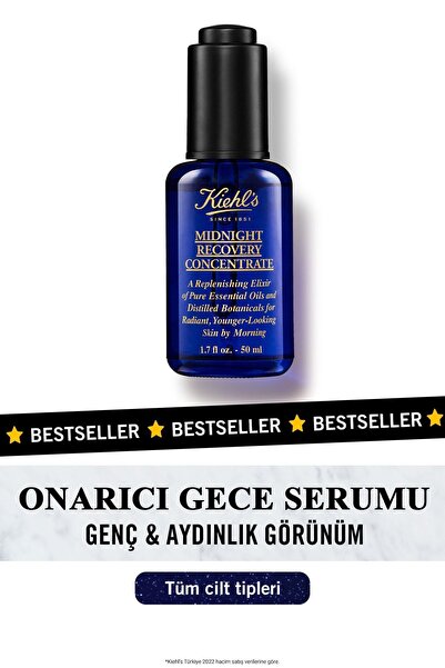 Kiehl's MİDNİGHT RECOVERY NİGHT SERUM THAT REPAİRS THE SKİN AND GİVES A BRİGH...