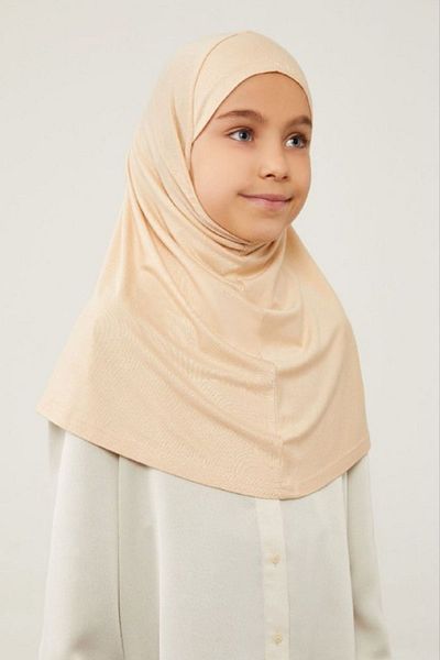 Melodi Scarf Μπεζ Hijab Παιδικό Καπό Προσευχής - Hijab με Φουλάρι