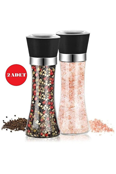 BRE HOME 2 adet cam gövdeli baharat Öğütücü tuzluk karabiberlik 18 cm büyük boy