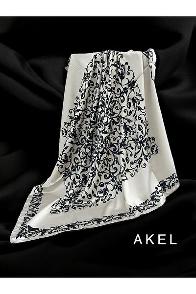 Akel Silk Satin Scarf - Gilded Design