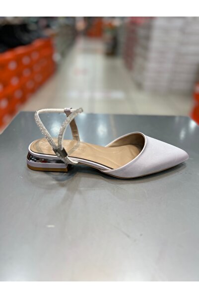 Hacıoğlu Ayakkabı Balerini eleganti de damă cu piatră de satin Rosmarin
