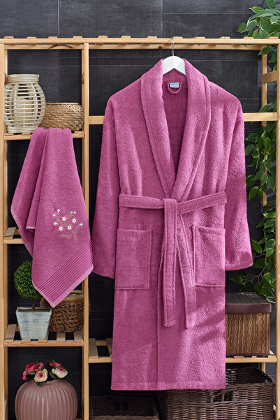 TABEA HOME Arya 4-Piece Towel Bathrobe Set Cotton Embroidered Dowry Set