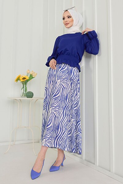 TOFİSA 10564-SAKS Blouse+Skirt