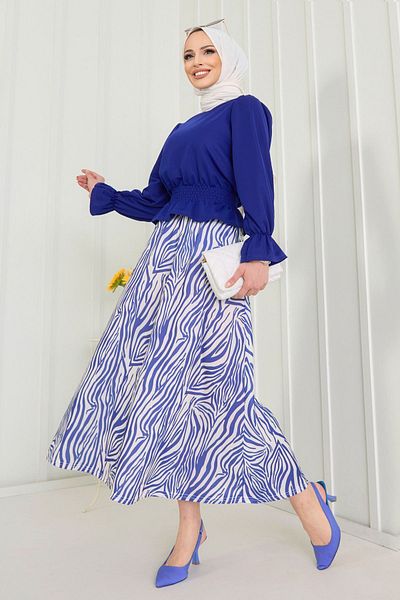 TOFİSA 10564-SAKS Blouse+Skirt
