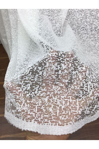 elision home Custom Knitted Textured Tulle Curtain, 250x250, Tight Pleat, 1/3