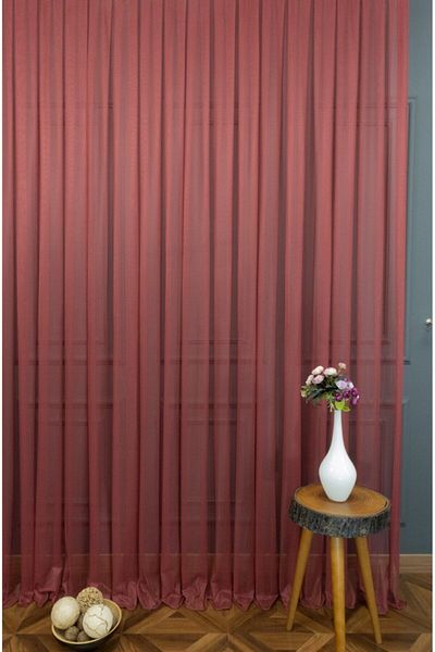 elision home Claret Red Gray Tulle Curtain Honeycomb Floor 300x250cm (1x3) Tight Pleat Elısıon00301