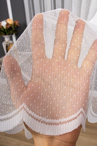 elision home Frosted Knitted Plain Tulle Curtain, 200x270, Tight Pleat, 1/3