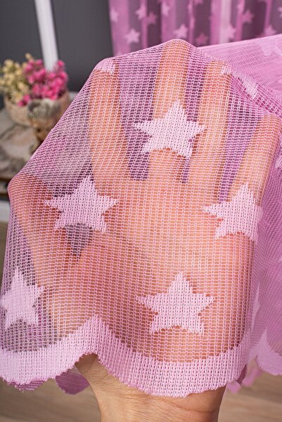 elision home Star Patterned Knitted Tulle Curtain - Plain Sparse Pleat, 350x270, 1/2