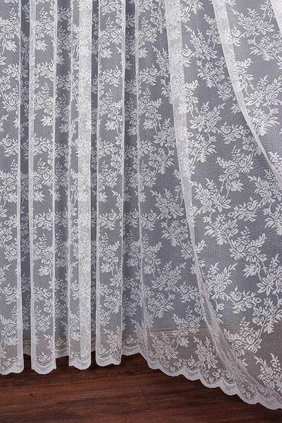 elision home Flower Pattern French Lace Draped Tulle Curtain, (1/2 Sparse Pleat) High Gramage