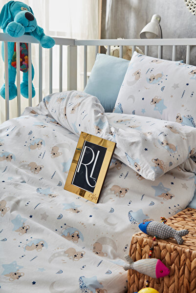 Ricco Lifes %100 Organik Pamuk Yıldızlı Mavi  Bebek Nevresim Takımı (Çarşaflı)