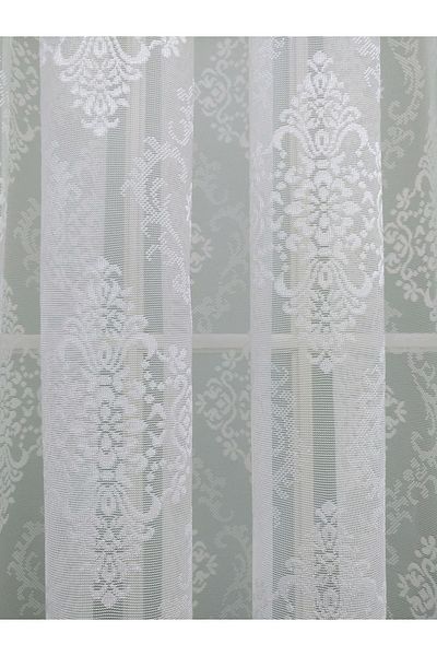 elision home Knitted Patterned Tulle Curtain, 250x270, Tight Pleat, 1/3