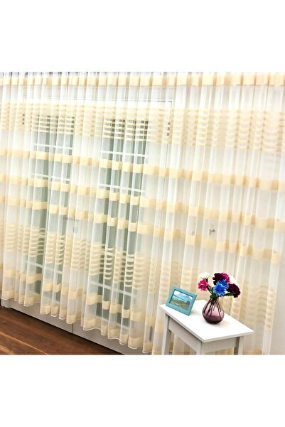 elision home Transverse Striped Banded Sports Tulle Curtain, 350x260, Normal Pleat, 1/2.5