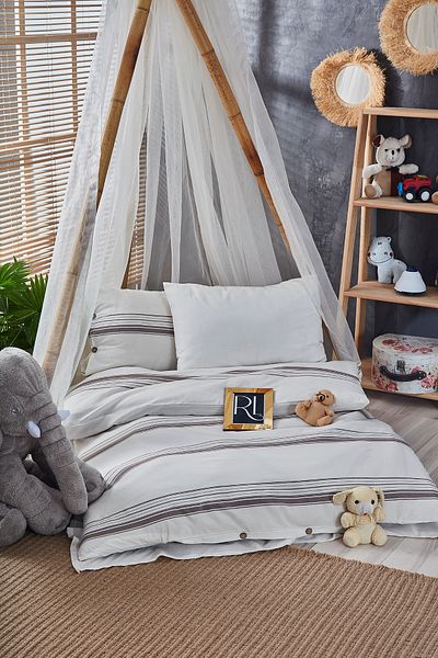 Ricco Lifes Baby Wood Duvet Cover Set - Buttoned (with Sheets)