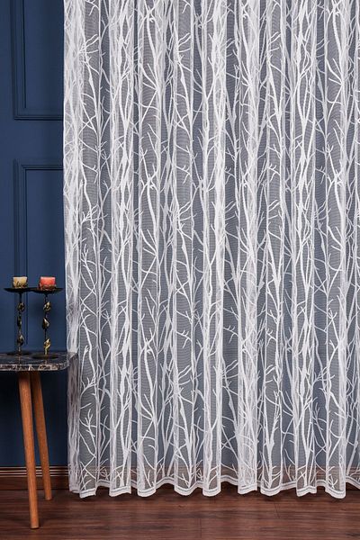 elision home Tree Patterned French Lace Tulle Curtain, 350x250cm, 1/3 Tight Pleat, Elısıon03681