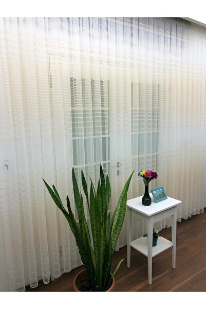 elision home Transverse Striped Banded Sports Tulle Curtain, 550x250, Normal Pleat, 1/2.5