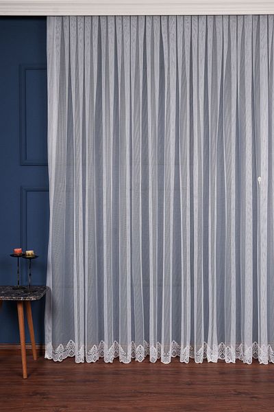 elision home Skirt Patterned Lace Tulle Curtain, 200x260cm, 1/2,5 Normal Pleat, Elıon05341
