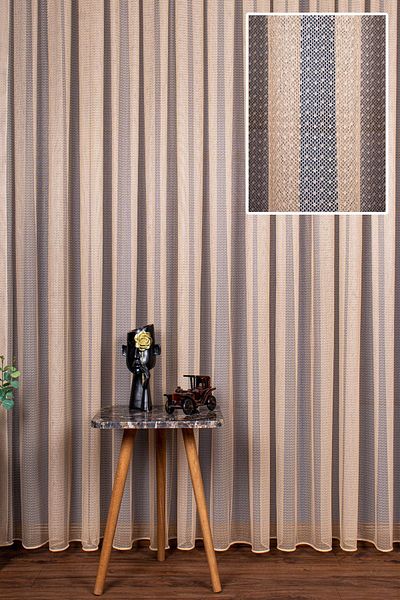 elision home Milk Coffee Color Modern Pattern Skirt Leaded Tulle Curtain, 350x250cm, 1/3 Tight Pleat, Elıon03081