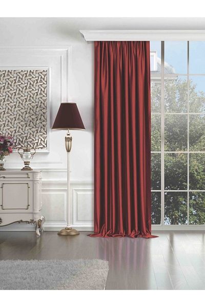 elision home Claret Red Color Blackout Curtain Light Proof Original 1stQuality Extra-forced Non-Pleated Blackout Background Curtain