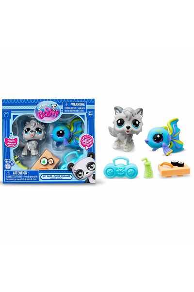 Sunman Littlest Pet Shop Minis - 20&24 Wolf and Fish Figure Set S1 S00005264
